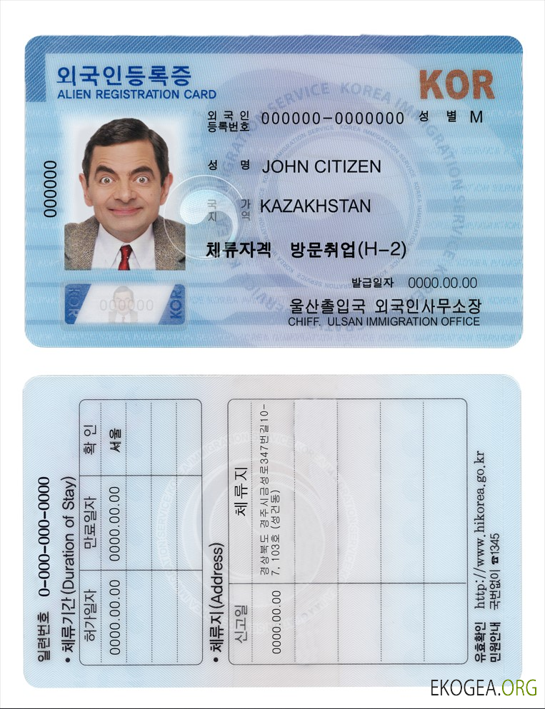 Carte d'enregistrement des étrangers en Corée du Sud (ARC)